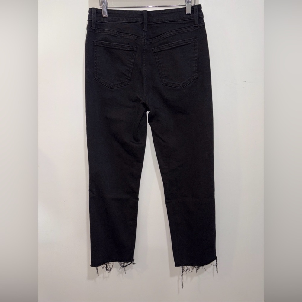 JUST USA Black Raw Hem Ankle Jeans- High Rise Straight Leg - Picture 3 of 6